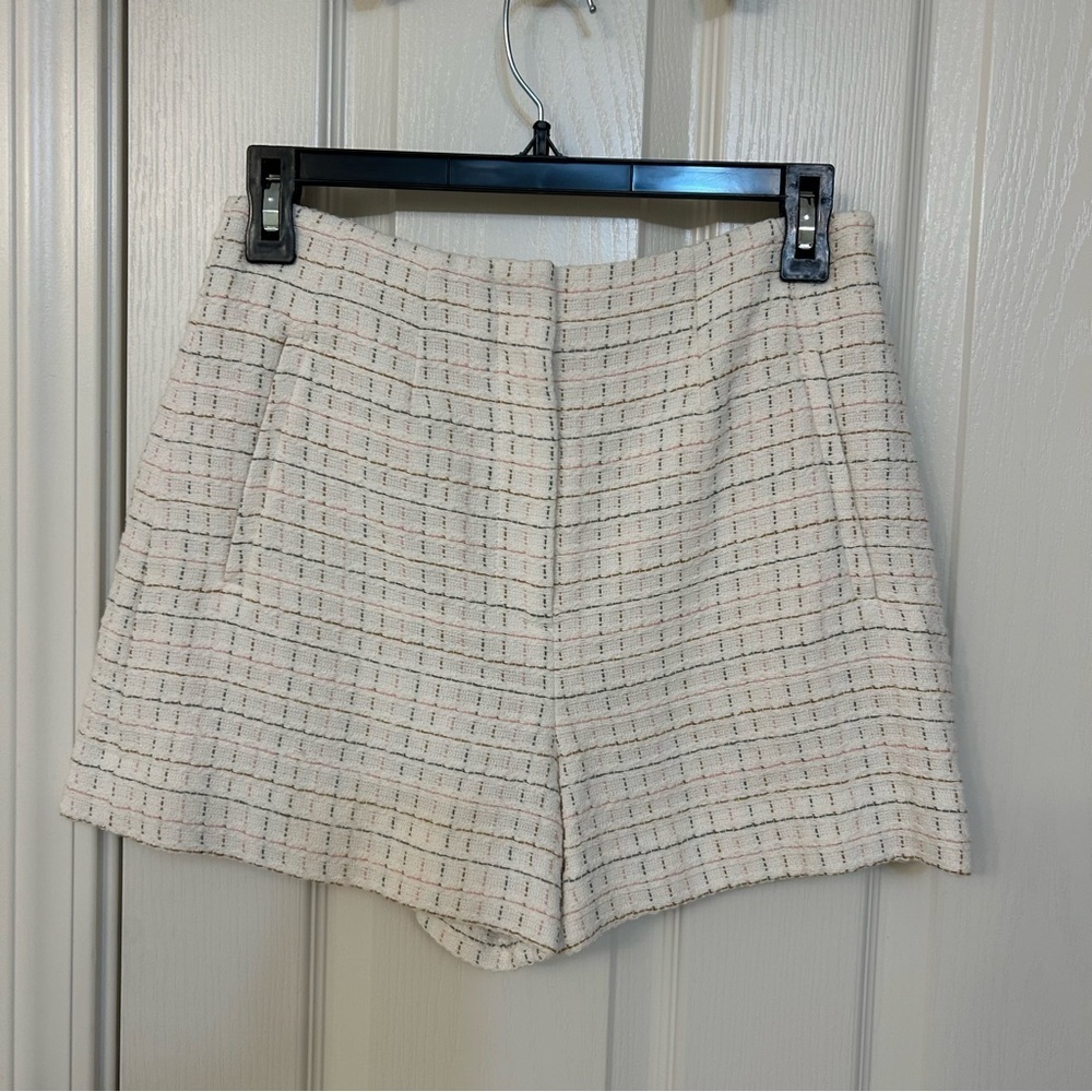Veronica Beard Jazmin Cotton Tweed Shorts in Ivory Multi Size 4 - Picture 5 of 8